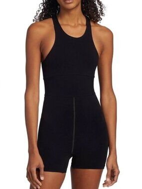 Free People Every Single Time Romper Runsie Black Keyhole M/L‎ Activewear
